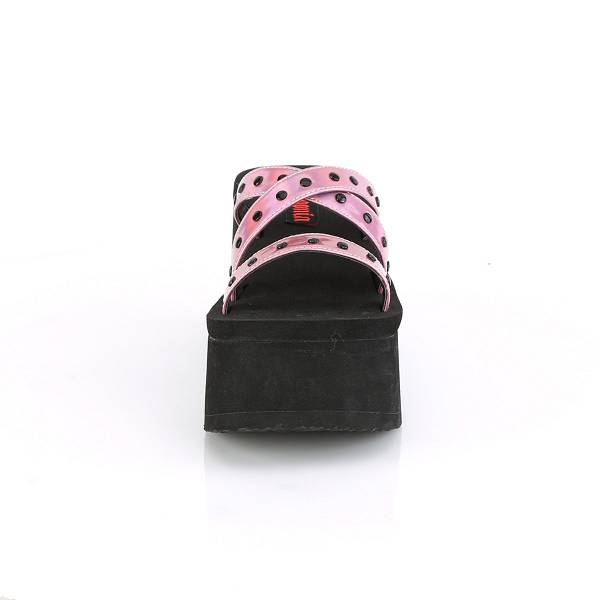Demonia Women's Funn-19 Platform Sandals - Pink Hologram D0754-93US Clearance